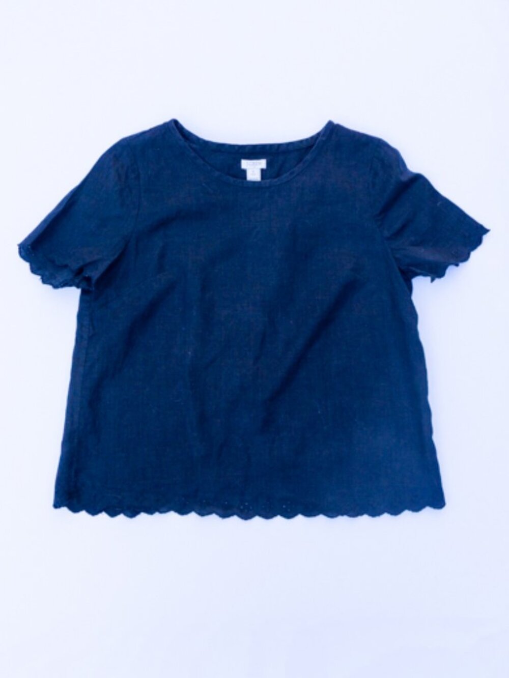 J Crew Linen Eyelet Top Black 6P Open Back 6